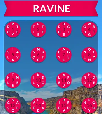 Wordscapes Ravine answers